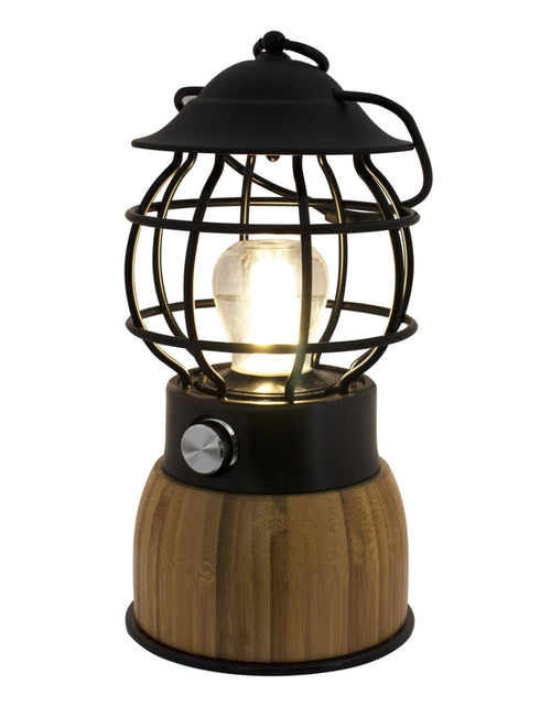 Încărcați imaginea în vizualizatorul Galerie, Eurotrail Lampă de camping cu LED &quot;Breeze&quot;, negru, bambus - Lando
