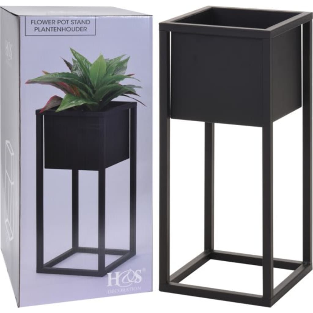 Home&Styling Ghiveci de flori cu suport, negru, 50 cm, metal Lando - Lando