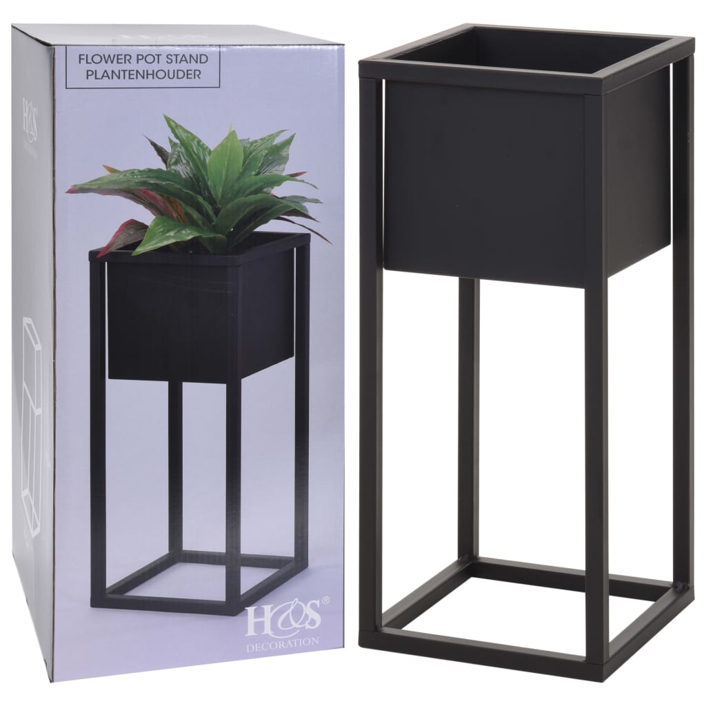 Home&Styling Ghiveci de flori cu suport, negru, 50 cm, metal Lando - Lando