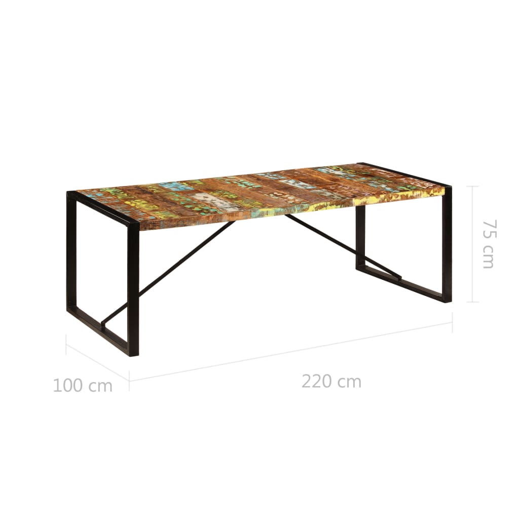 Masă de bucătărie, 220 x 100 x 75 cm, lemn masiv reciclat - Lando