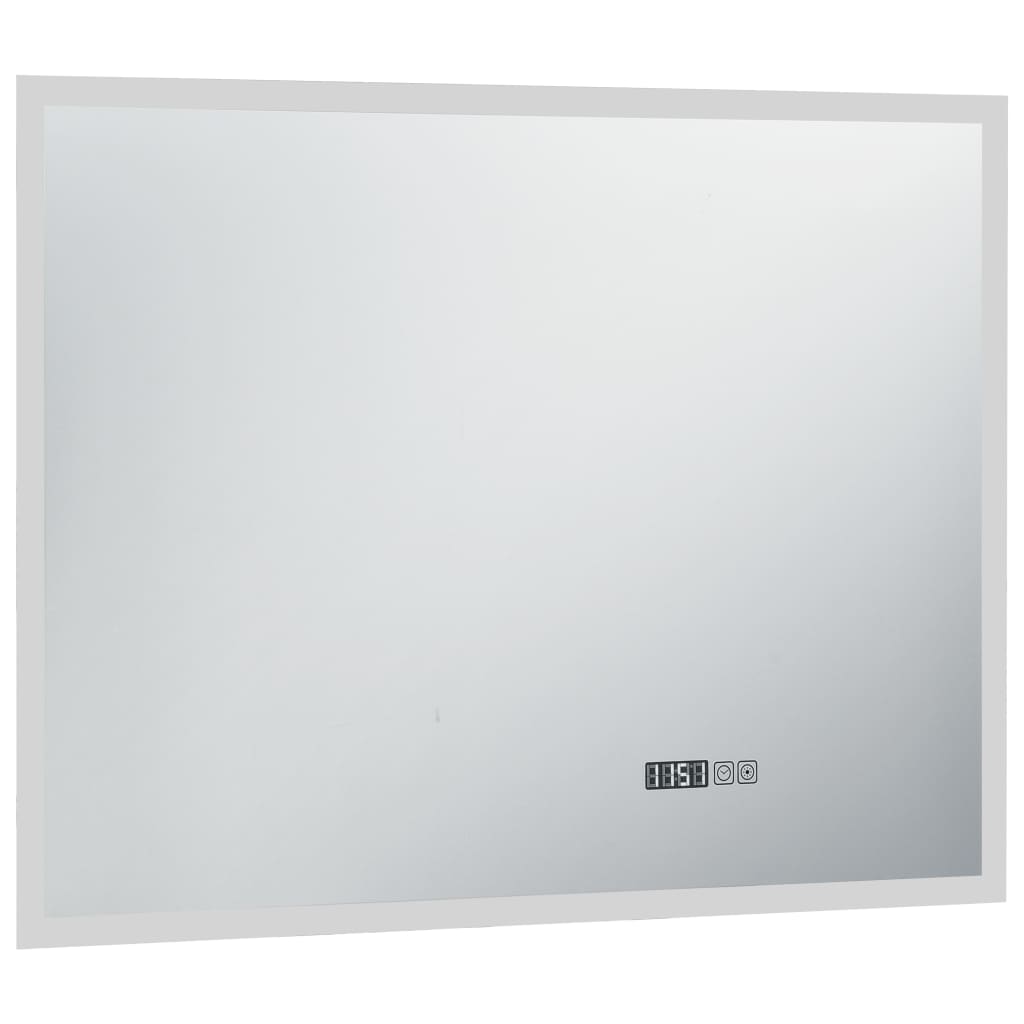 Oglindă cu LED de baie cu senzor tactil și afișaj oră, 80x60 cm Lando - Lando