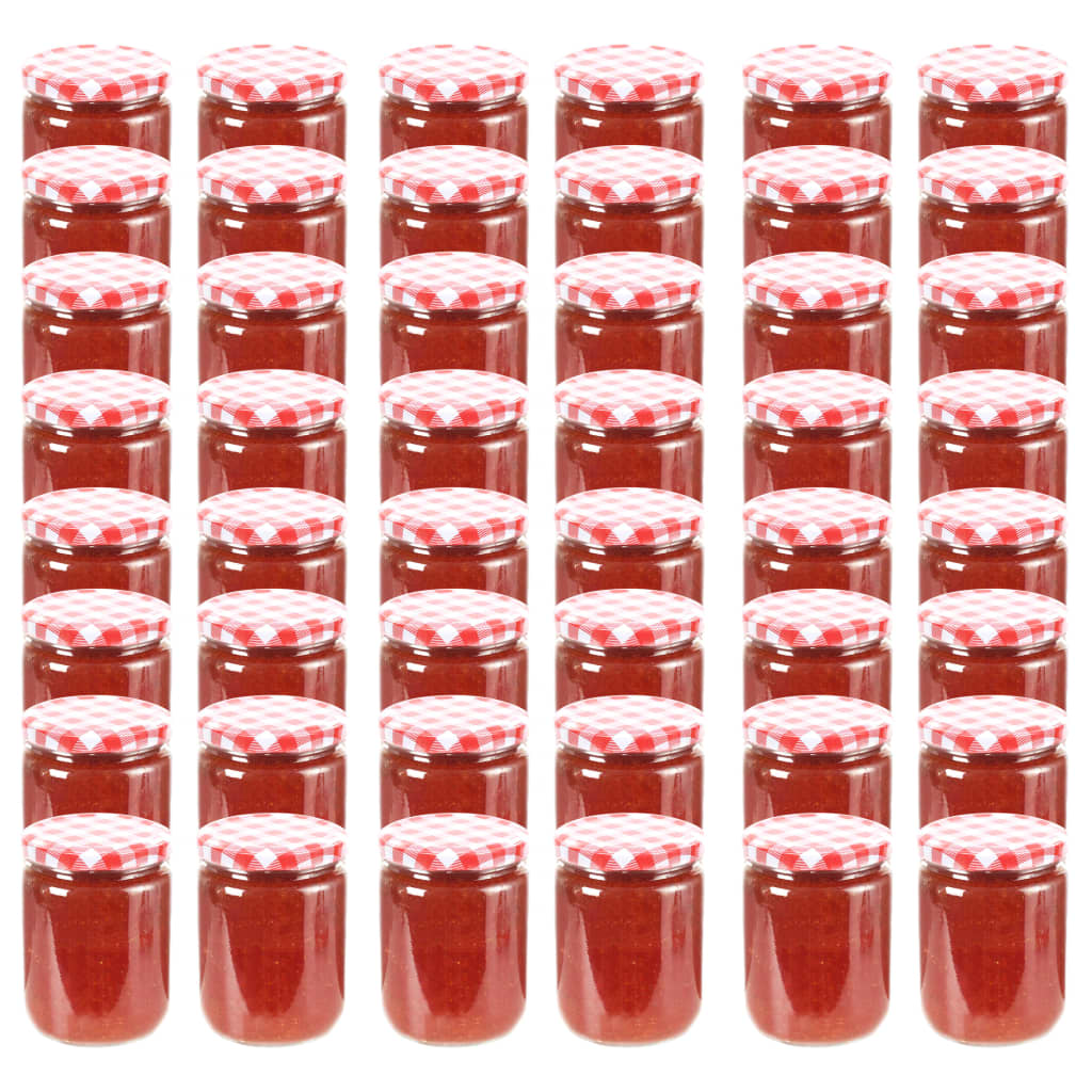 Borcane de sticlă pentru gem capac alb și roșu, 48 buc, 230 ml - Lando