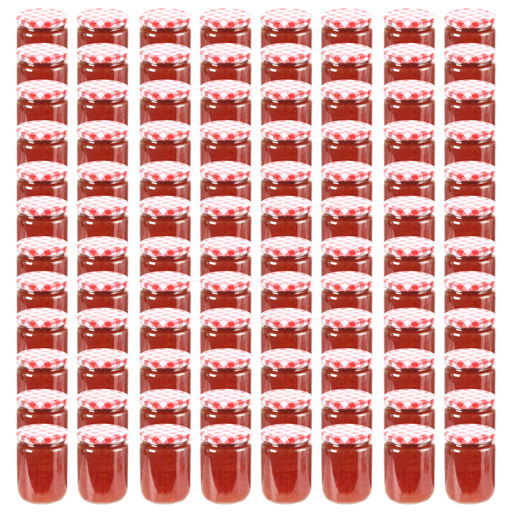 Borcane de sticlă pentru gem capace alb & roșu 96 buc. 230 ml - Lando