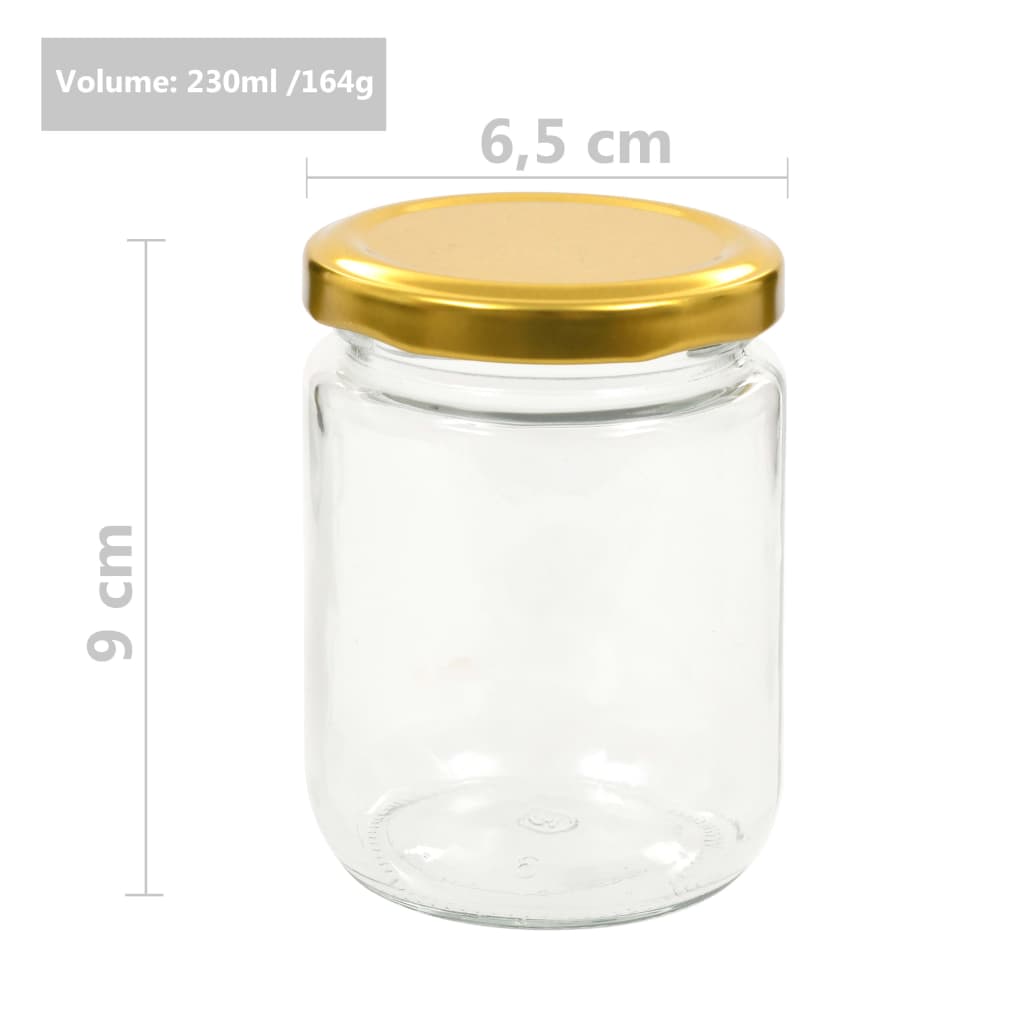 Borcane din sticlă pentru gem, capac auriu, 48 buc., 230 ml Lando - Lando