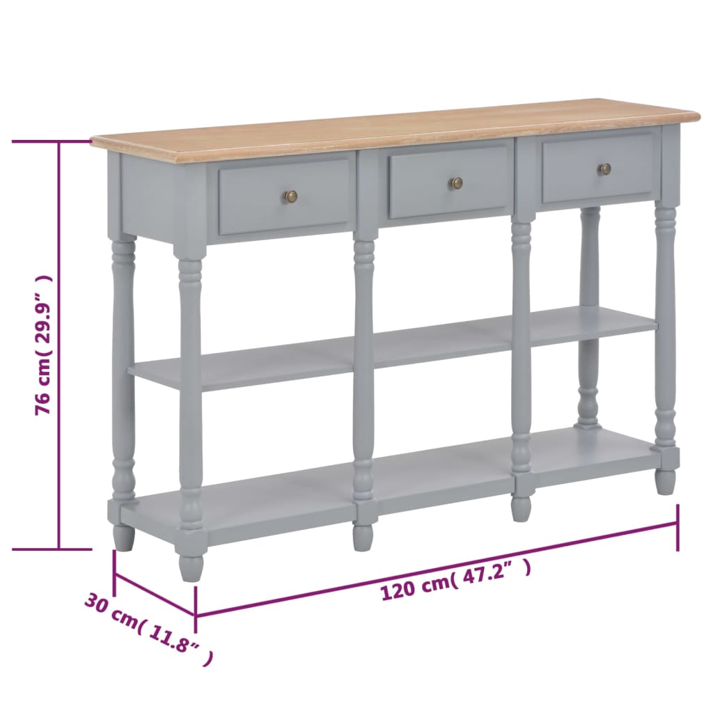 Masă consolă, gri, 120 x 30 x 76 cm, MDF Lando - Lando