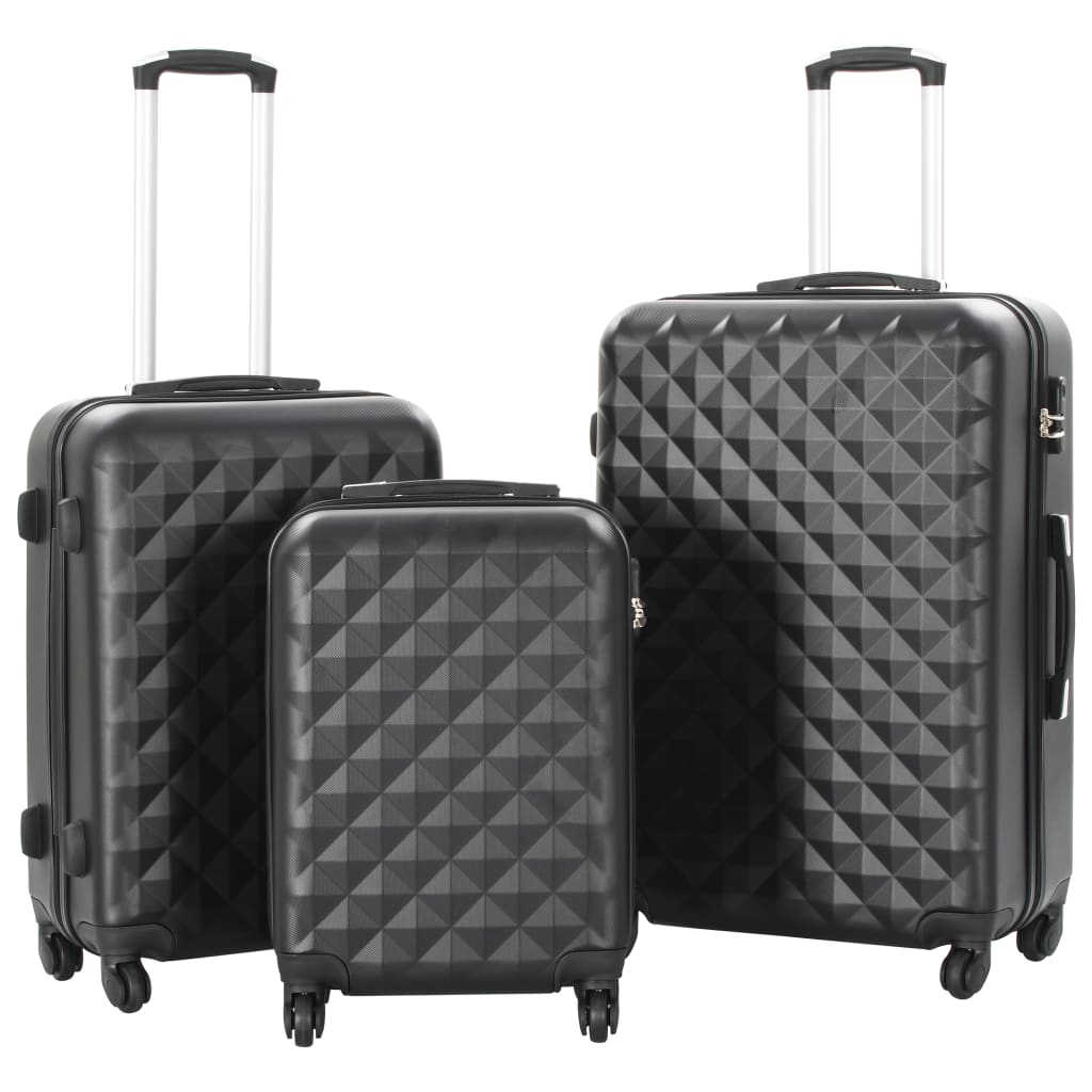 Set valiză carcasă rigidă, 3 buc., negru, ABS - Lando
