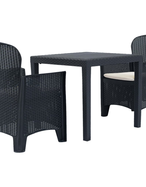 Загрузите изображение в средство просмотра галереи, Set mobilier bistro, 3 piese, antracit, plastic, aspect ratan - Lando
