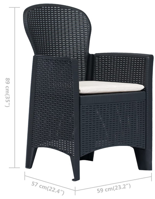 Загрузите изображение в средство просмотра галереи, Set mobilier bistro, 3 piese, antracit, plastic, aspect ratan - Lando
