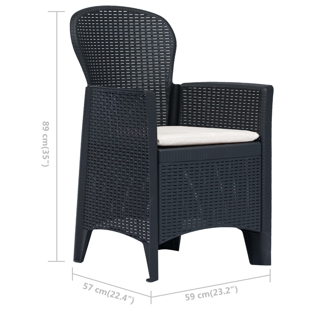 Set mobilier bistro, 3 piese, antracit, plastic, aspect ratan - Lando