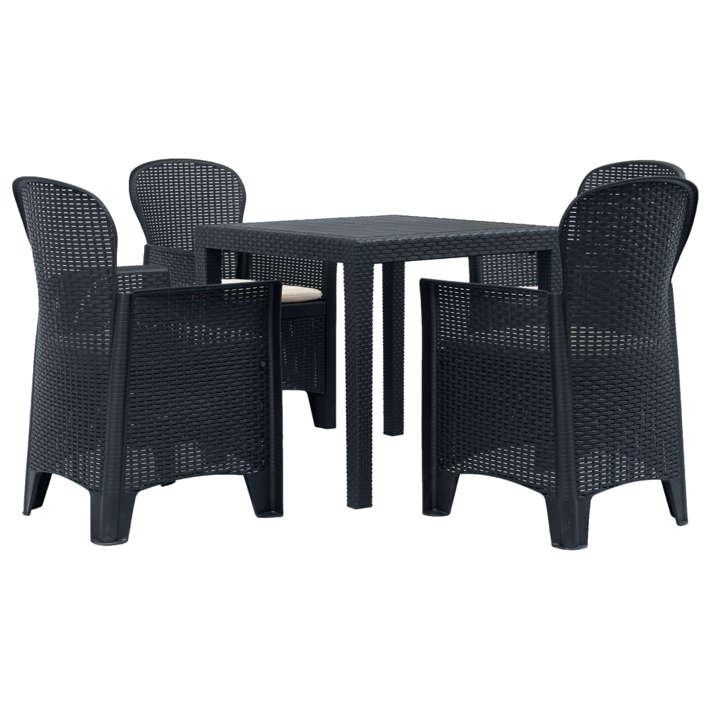 Set mobilier exterior, 5 piese, antracit, plastic, aspect ratan - Lando