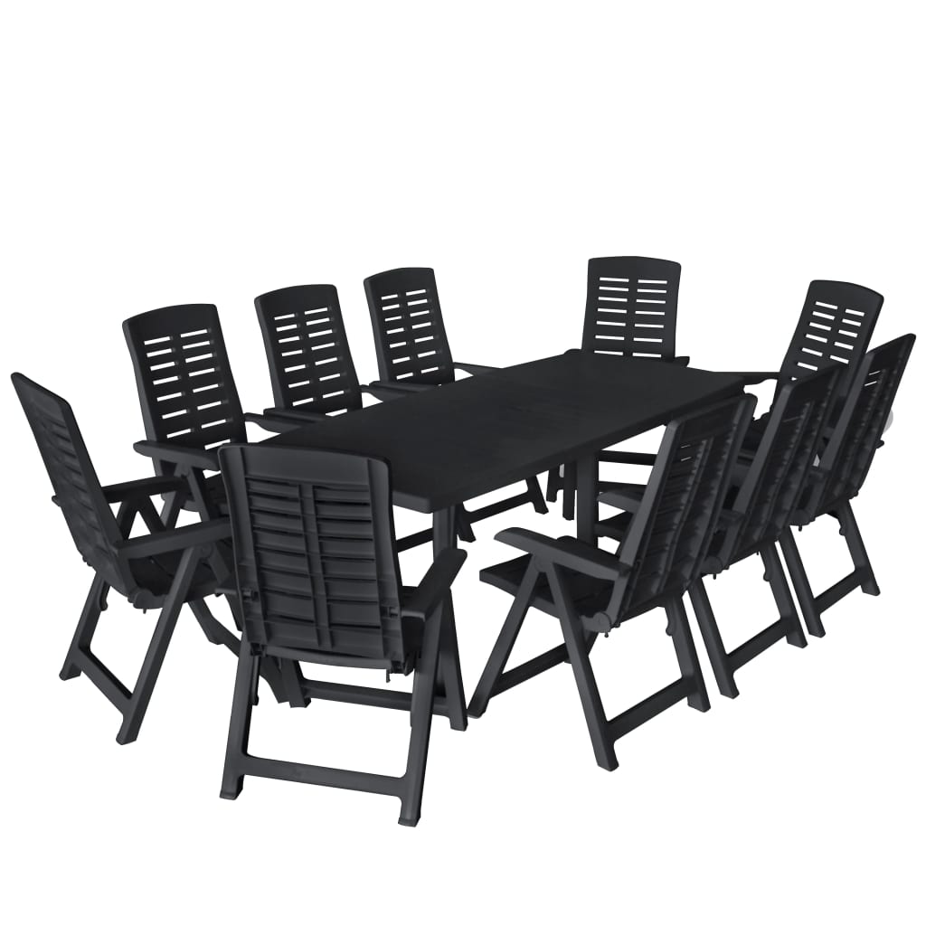 Set mobilier de exterior, 11 piese, antracit, plastic - Lando