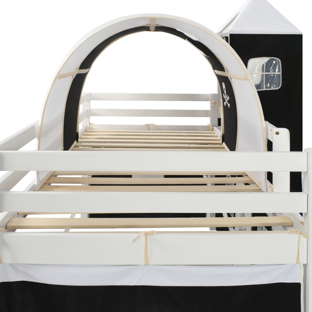 Cadru pat etajat copii cu tobogan &amp; scară 97x208cm lemn de pin Lando - Lando