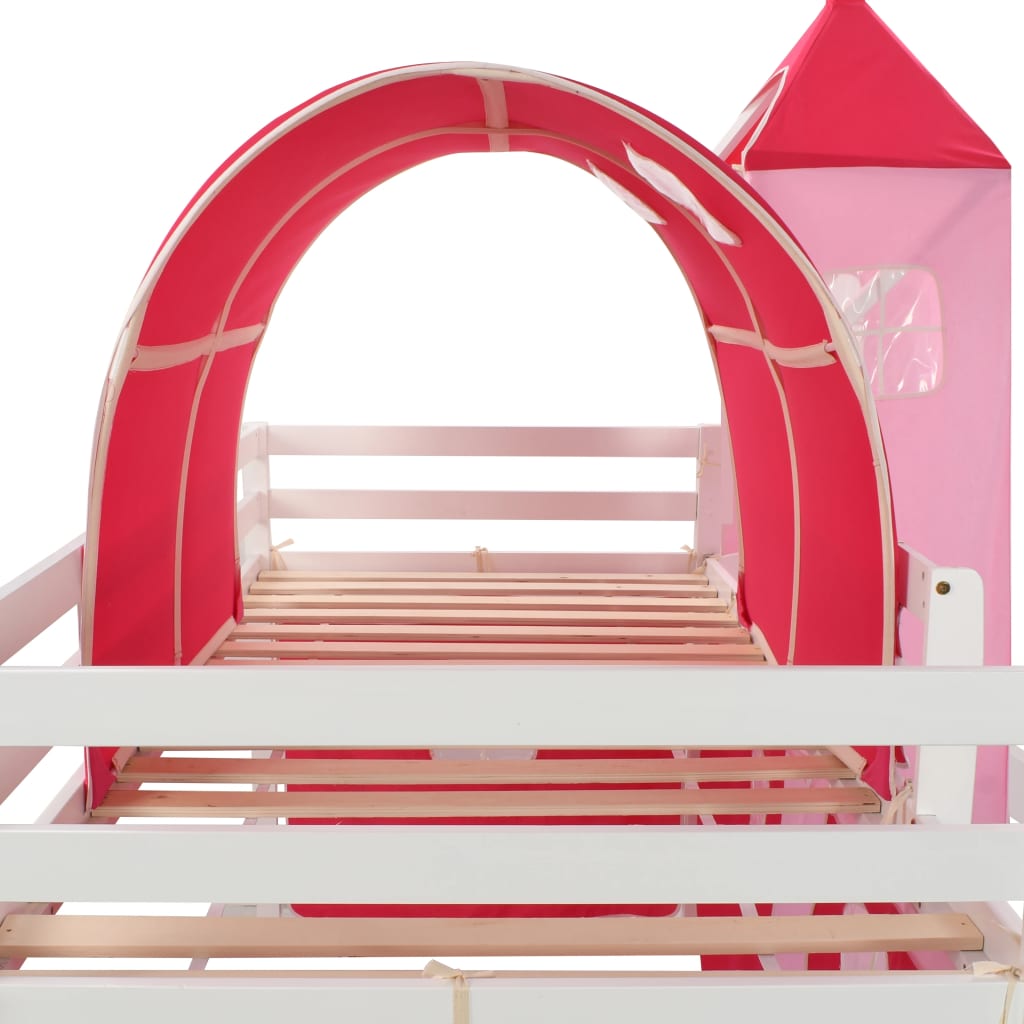 Cadru pat etajat copii cu tobogan & scară 208x230 cm lemn pin Lando - Lando