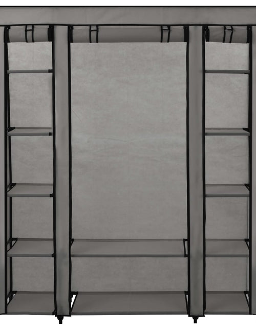 Încărcați imaginea în vizualizatorul Galerie, Șifonier cu bare și compartimente, gri, 150x45x176 cm, textil - Lando
