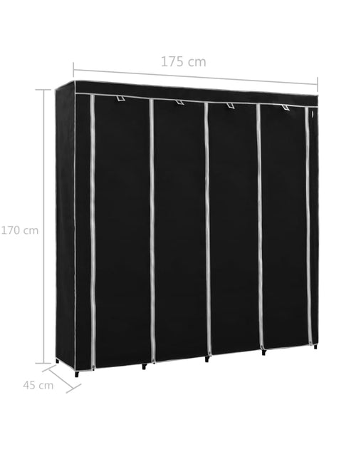 Încărcați imaginea în vizualizatorul Galerie, Șifonier cu 4 compartimente, negru, 175 x 45 x 170 cm - Lando
