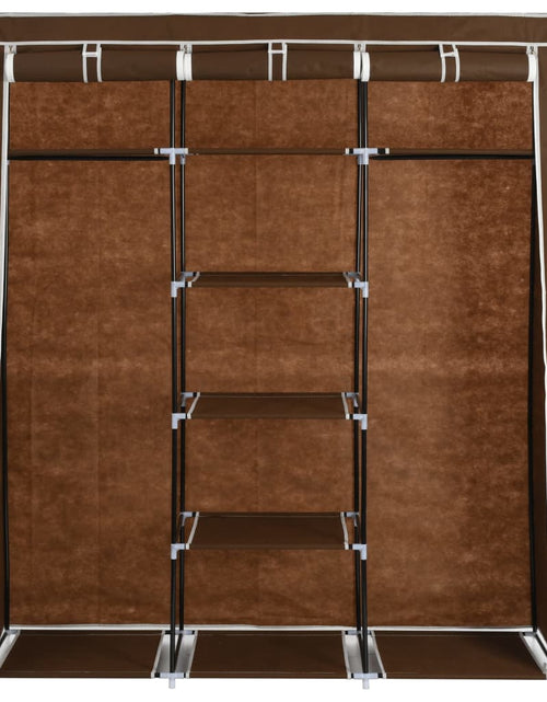 Încărcați imaginea în vizualizatorul Galerie, Dulap cu bare și compartimente, maro, 150x45x175 cm, textil - Lando

