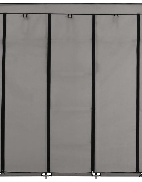 Загрузите изображение в средство просмотра галереи, Șifonier cu bare și compartimente, gri, 150x45x175 cm, textil - Lando
