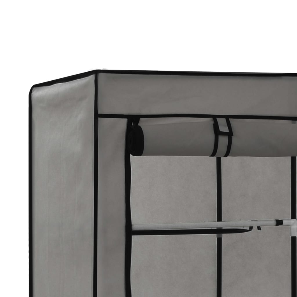 Șifonier cu bare și compartimente, gri, 150x45x175 cm, textil - Lando