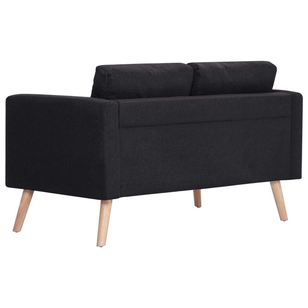 Canapea cu 2 locuri, negru, material textil - Lando