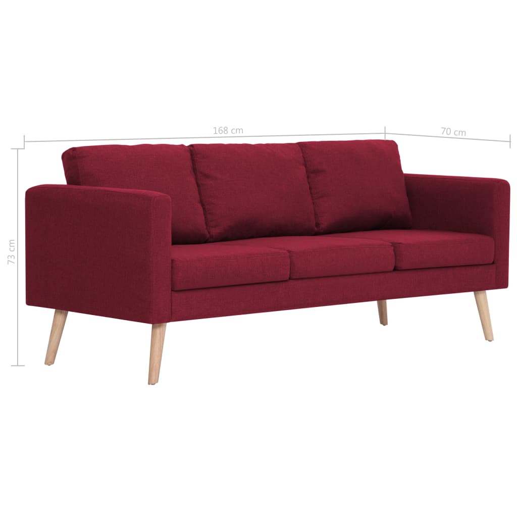 Canapea cu 3 locuri, roșu vin, material textil - Lando