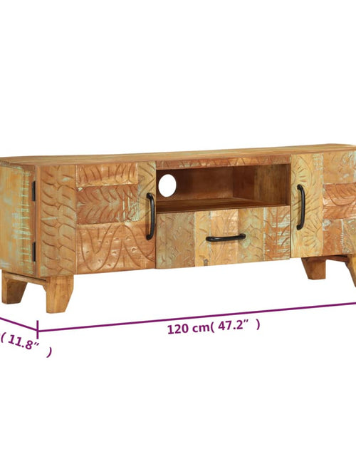 Загрузите изображение в средство просмотра галереи, Comodă TV sculptată manual, 120x30x40 cm, lemn masiv reciclat Lando - Lando
