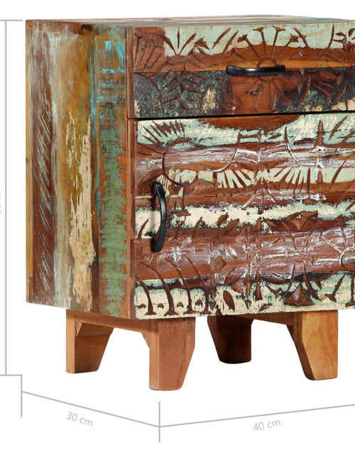 Încărcați imaginea în vizualizatorul Galerie, Noptieră sculptată manual, 40 x 30 x 50 cm, lemn masiv reciclat - Lando
