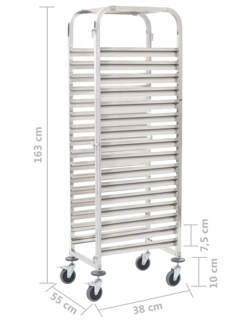 Загрузите изображение в средство просмотра галереи, Cărucior bucătărie pentru 16 tăvi, 38x55x163cm, oțel inoxidabil - Lando
