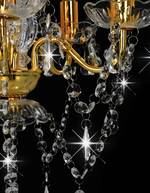 Încărcați imaginea în vizualizatorul Galerie, Candelabru cu mărgele de cristal, auriu, rotund, 5 x E14 Lando - Lando
