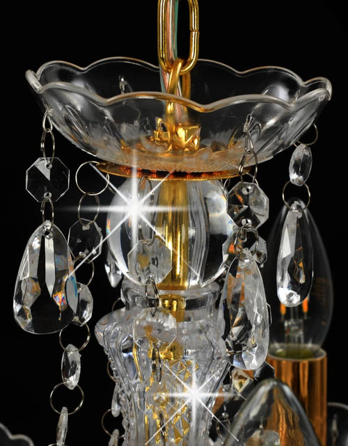 Încărcați imaginea în vizualizatorul Galerie, Candelabru cu mărgele de cristal, auriu, rotund, 5 x E14 Lando - Lando
