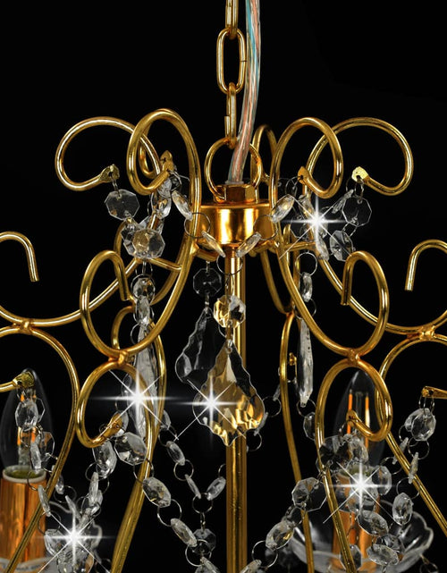 Încărcați imaginea în vizualizatorul Galerie, Candelabru cu mărgele de cristal, auriu, rotund, 6 x E14 Lando - Lando
