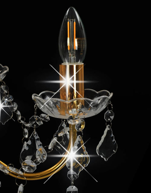 Încărcați imaginea în vizualizatorul Galerie, Candelabru cu mărgele de cristal, auriu, rotund, 6 x E14 Lando - Lando
