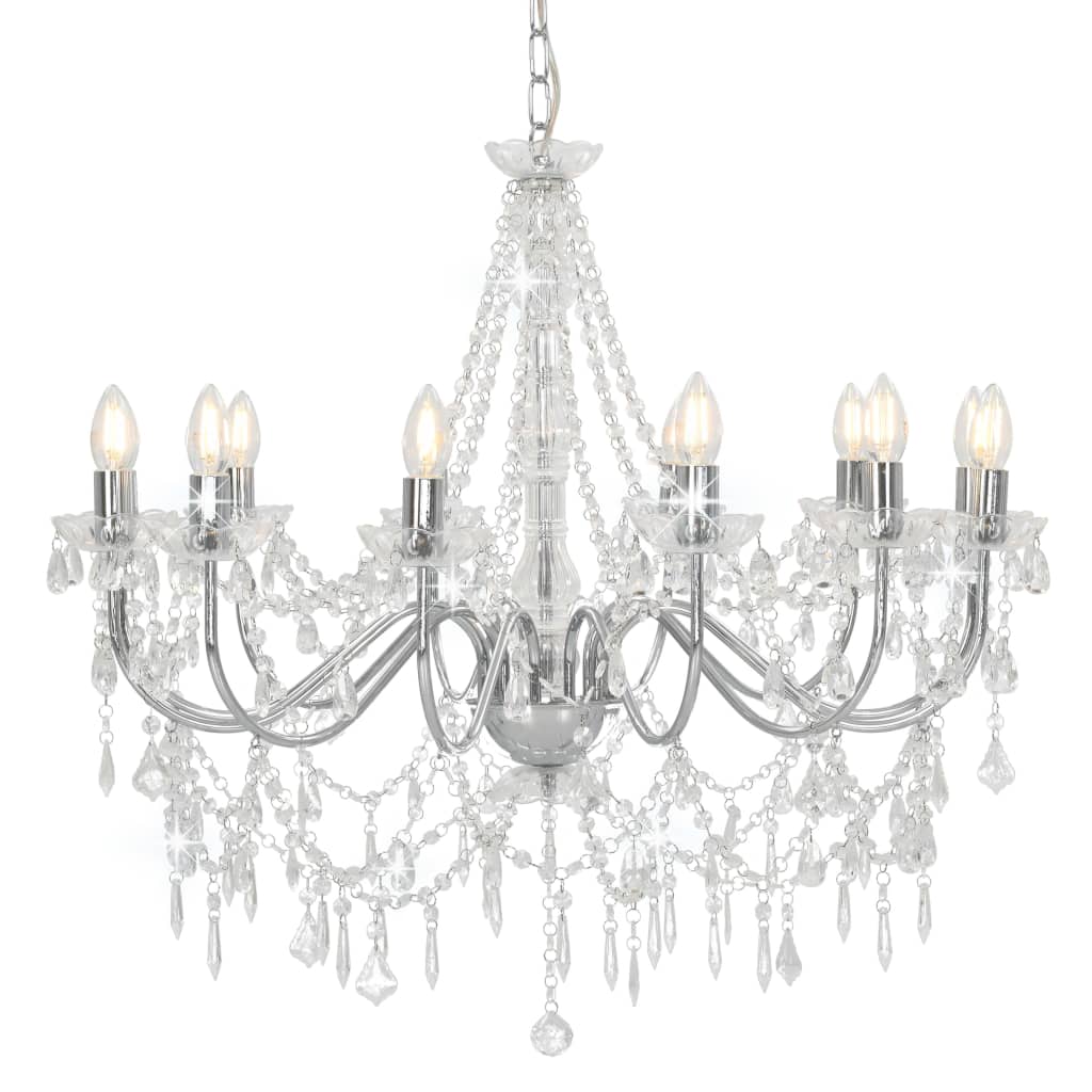 Candelabru cu mărgele, argintiu, 12 becuri x E14 Lando - Lando