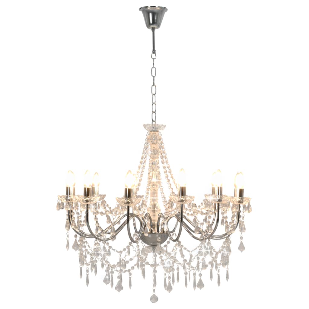Candelabru cu mărgele, argintiu, 12 becuri x E14 Lando - Lando