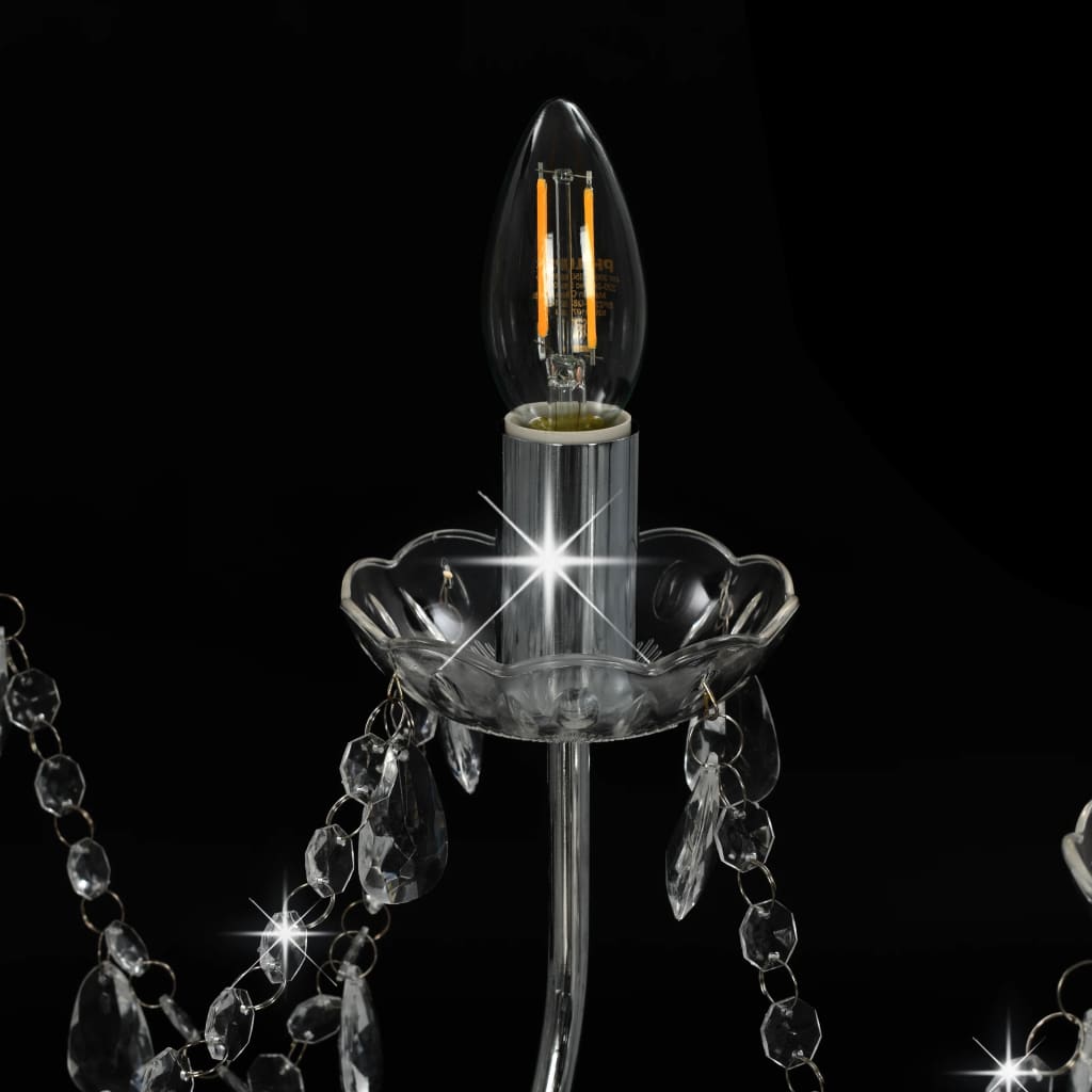 Candelabru cu mărgele, argintiu, 12 becuri x E14 Lando - Lando