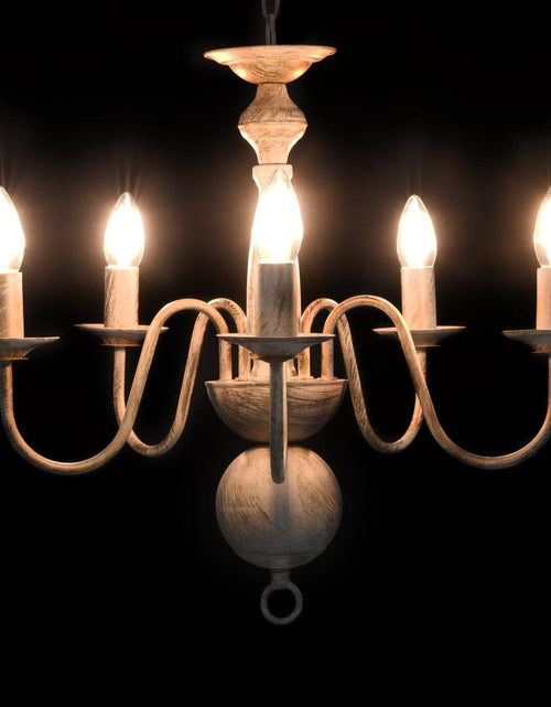 Загрузите изображение в средство просмотра галереи, Candelabru antichizat, alb, becuri E14 x 5 - Lando
