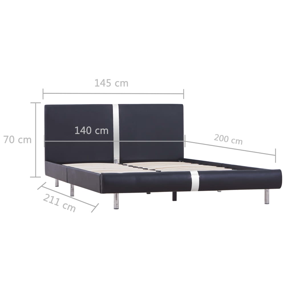 Cadru de pat, negru, 140 x 200 cm, piele ecologică - Lando