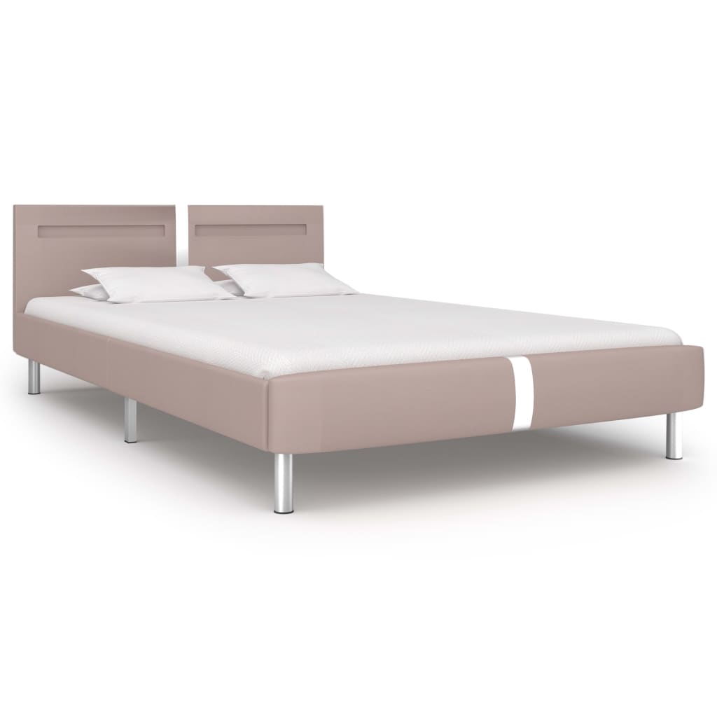 Cadru pat cu LED, cappuccino, 120x200 cm, piele artificială - Lando