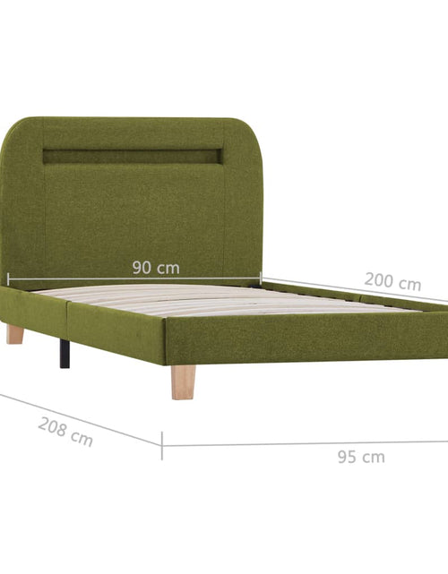 Încărcați imaginea în vizualizatorul Galerie, Cadru de pat cu LED-uri, verde, 90 x 200 cm, material textil - Lando

