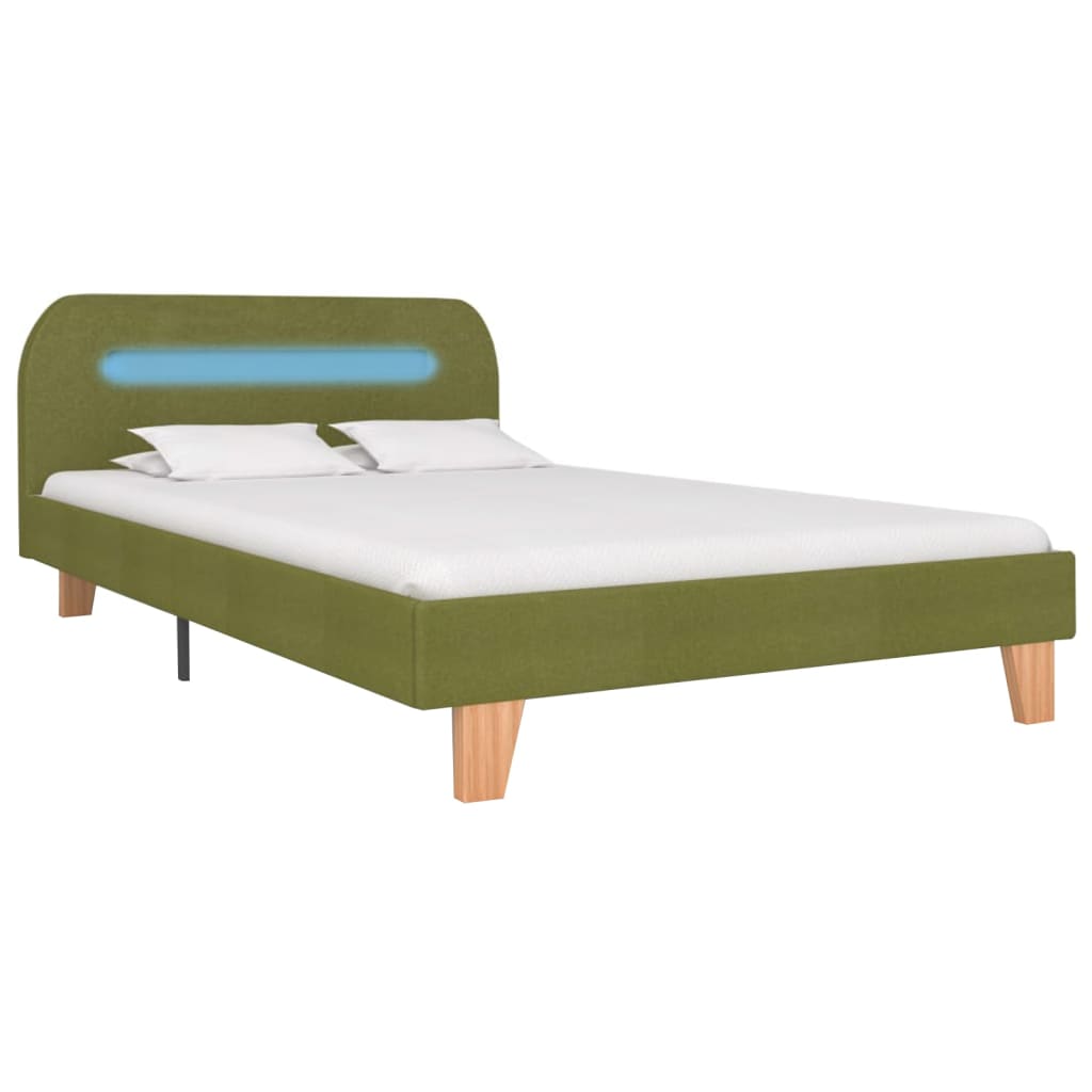 Cadru de pat cu LED-uri, verde, 120 x 200 cm, material textil - Lando