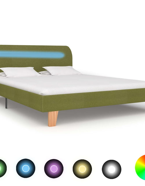 Încărcați imaginea în vizualizatorul Galerie, Cadru de pat cu LED-uri, verde, 140 x 200 cm, material textil - Lando
