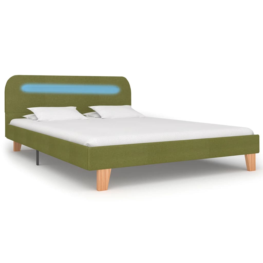 Cadru de pat cu LED-uri, verde, 140 x 200 cm, material textil - Lando