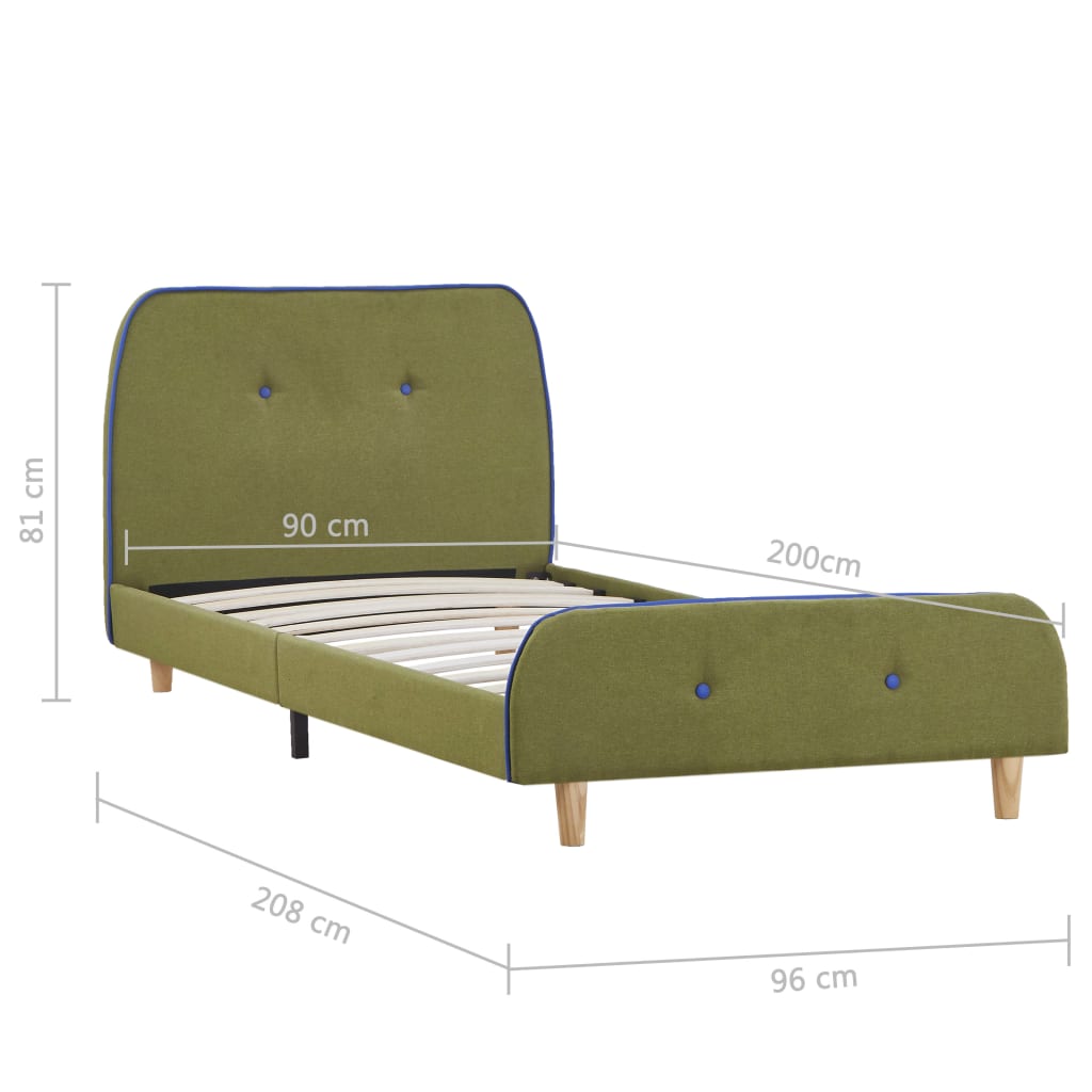 Cadru de pat, verde, 90 x 200 cm, material textil - Lando