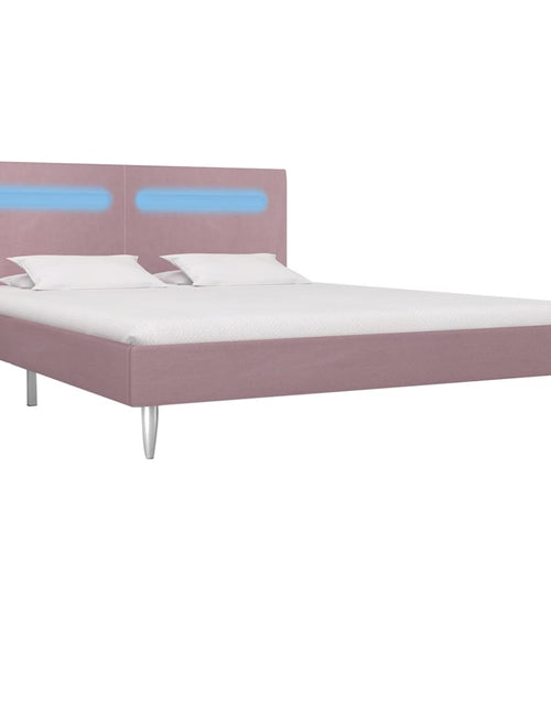 Încărcați imaginea în vizualizatorul Galerie, Cadru de pat cu LED-uri, roz, 180 x 200 cm, material textil - Lando
