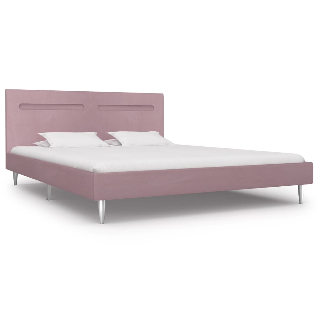 Cadru de pat cu LED-uri, roz, 180 x 200 cm, material textil - Lando