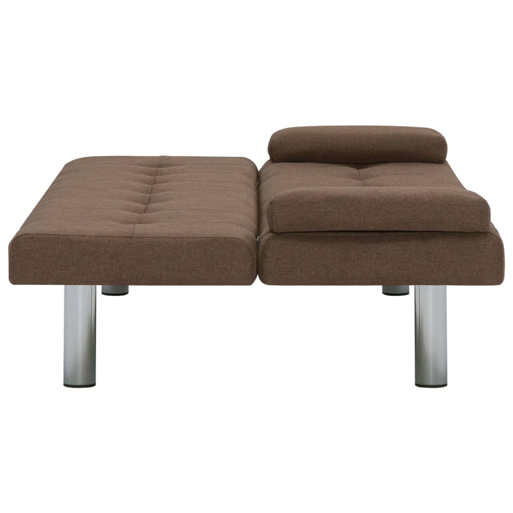 Canapea extensibilă cu două perne, maro, poliester - Lando