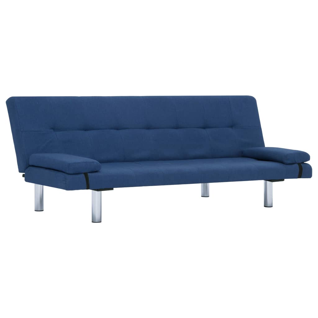 Canapea extensibilă cu două perne, albastru, poliester - Lando