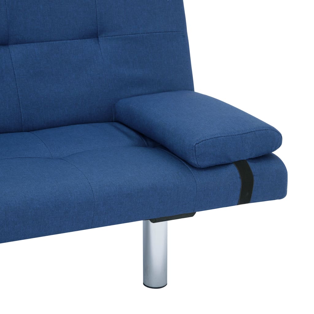 Canapea extensibilă cu două perne, albastru, poliester - Lando