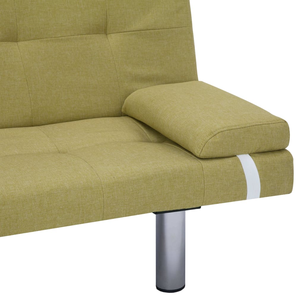 Canapea extensibilă cu două perne, verde, poliester - Lando