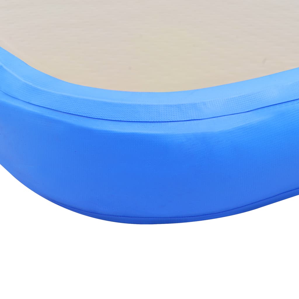 Saltea gimnastică gonflabilă cu pompă albastru 400x100x10cm PVC - Lando