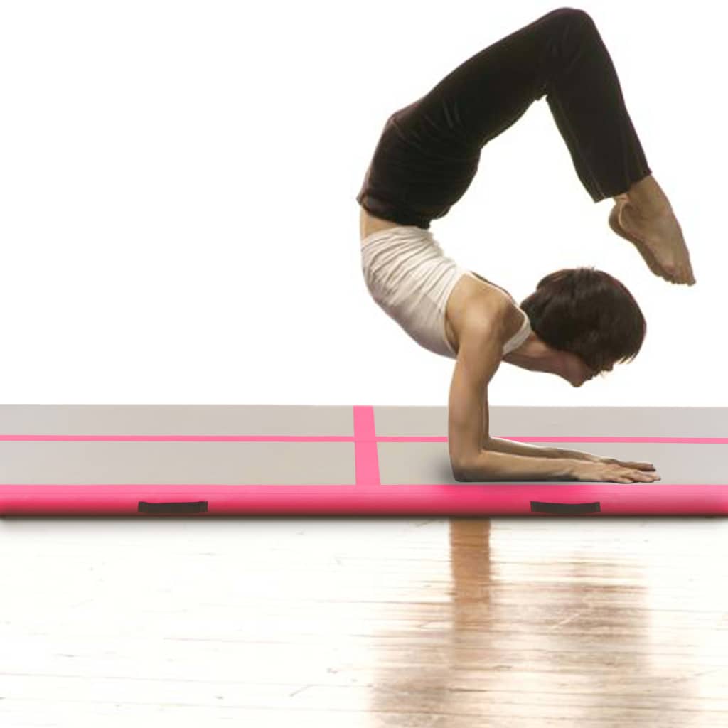 Saltea gimnastică gonflabilă cu pompă roz 500x100x10cm PVC Lando - Lando